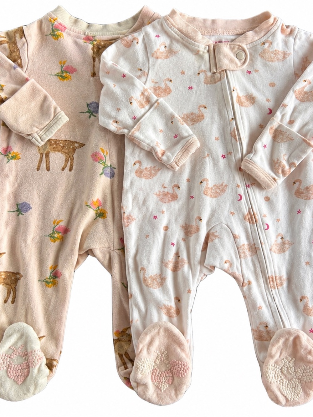 Burt’s Bees Baby Newborn Organic Cotton Sleeper Pajamas 2 Piece Bundle